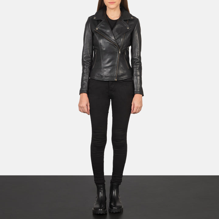 Flashback Black Leather Biker Jackets - Image 2
