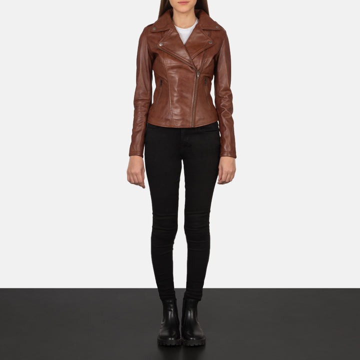 Flashback Brown Leather Biker Jackets - Image 3