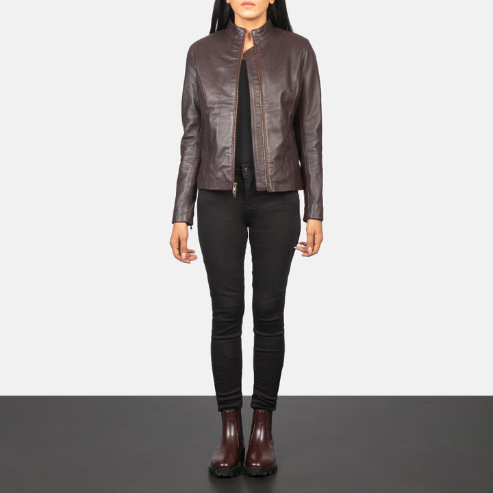 Rumella Mocha Suede Biker Jacket - Image 5