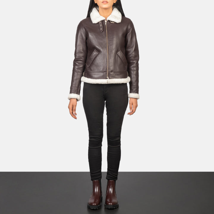 Sherilyn B-3 Maroon Leather Bomber Jackets - Image 6