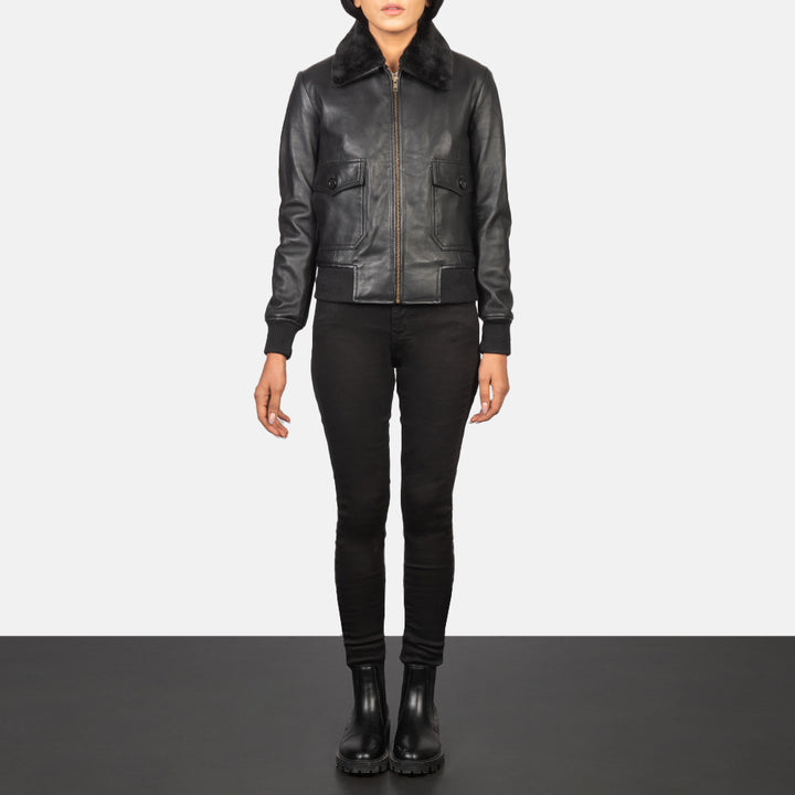 Stella G-1 Black Leather Bomber Jackets - Image 2