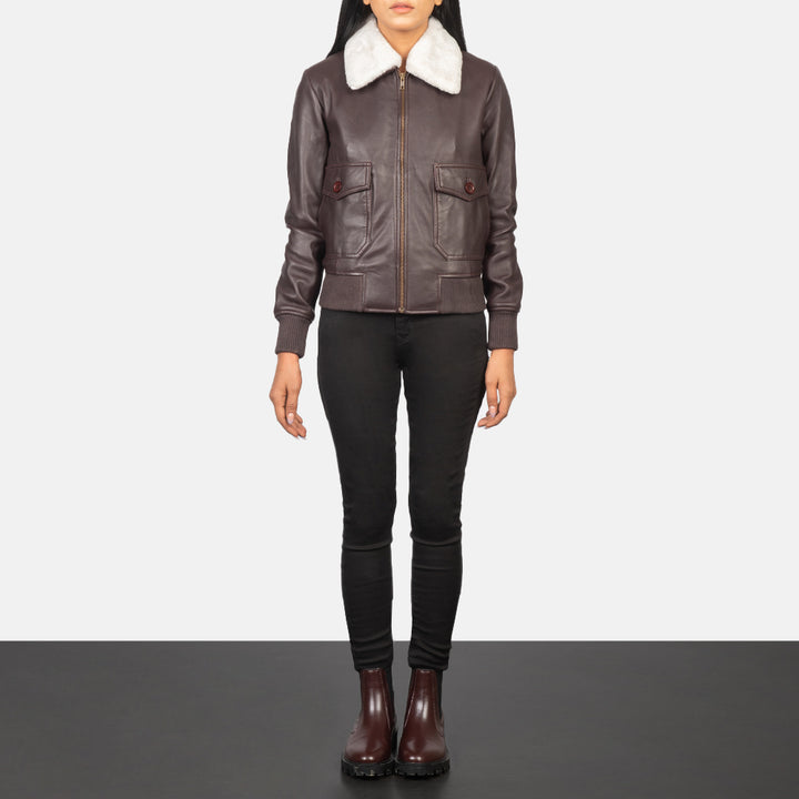 Stella G-1 Maroon Leather Bomber Jackets - Image 6