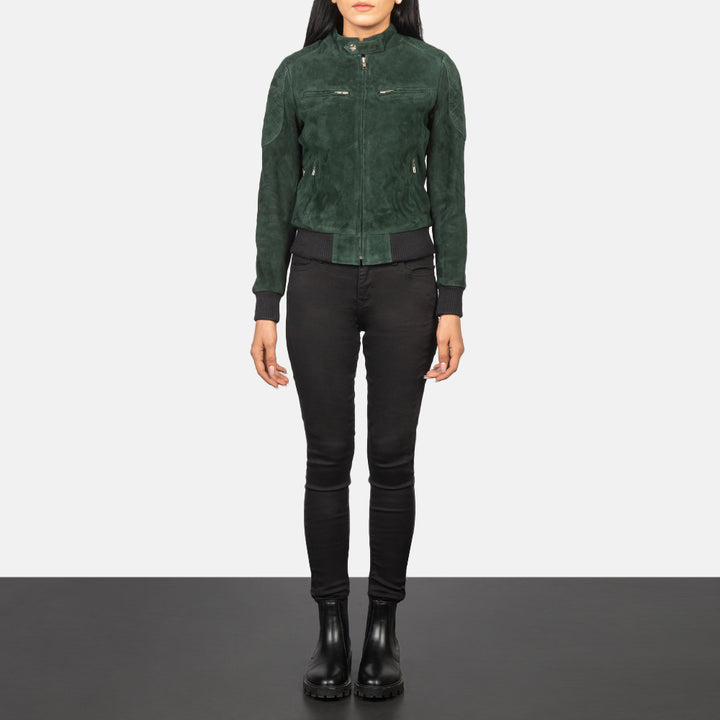 Zenna Green Suede Bomber Jackets - Image 2