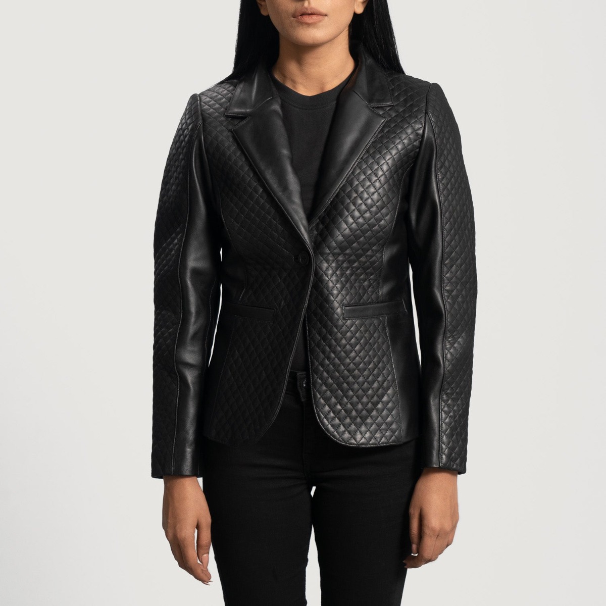 Cora Quilted Black Leather Blazers