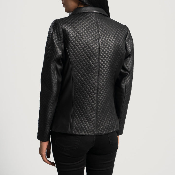 Cora Quilted Black Leather Blazers - Image 2