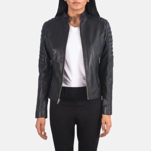 Adalyn Quilted Black Leather Biker Jackets