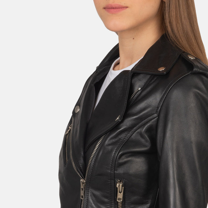 Alison black Suede Biker Jackets - Image 4