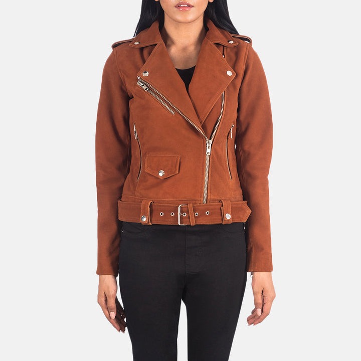 Alison Brown Suede Biker Jacket - Image 5