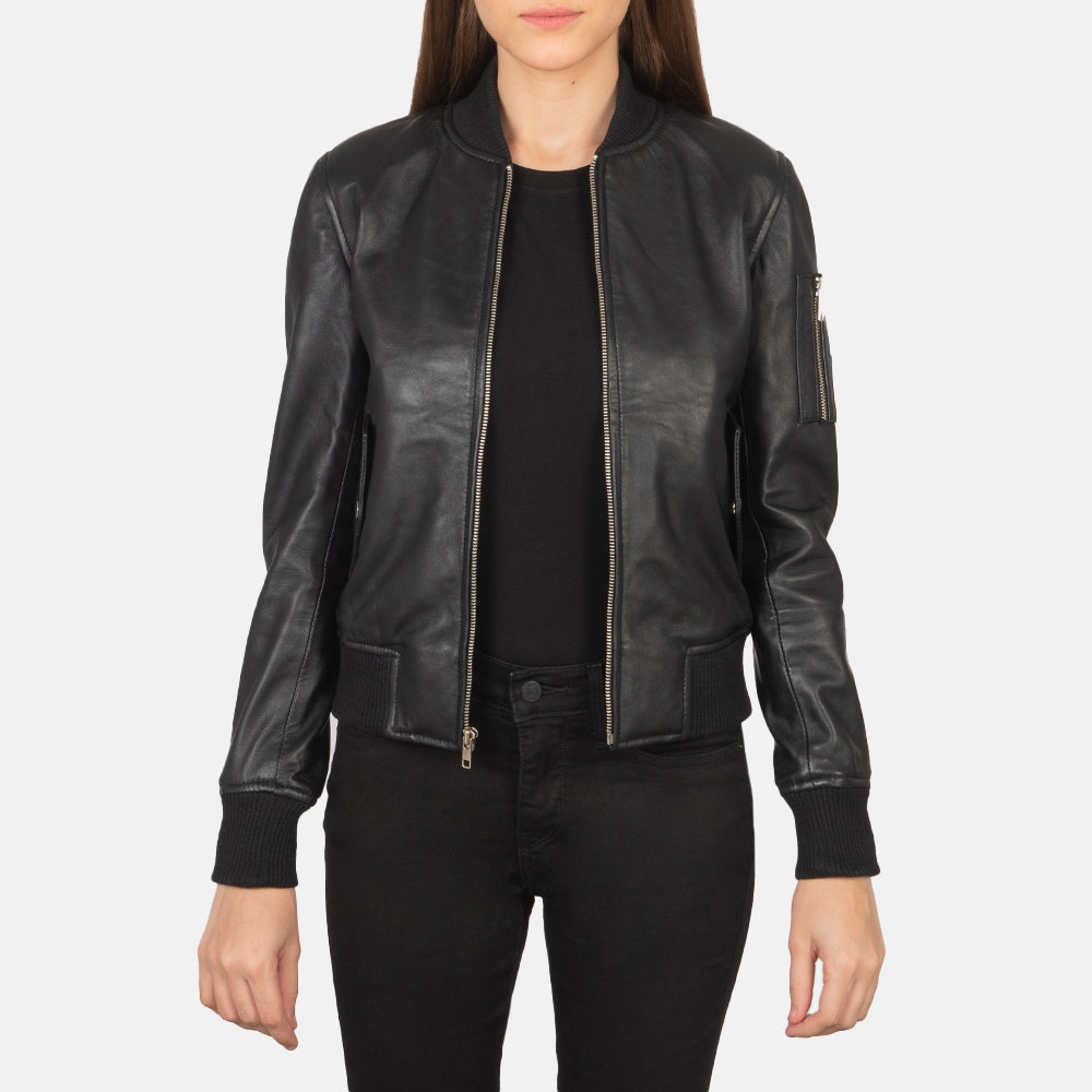 Ava Ma-1  Black Suede Bomber Jacket