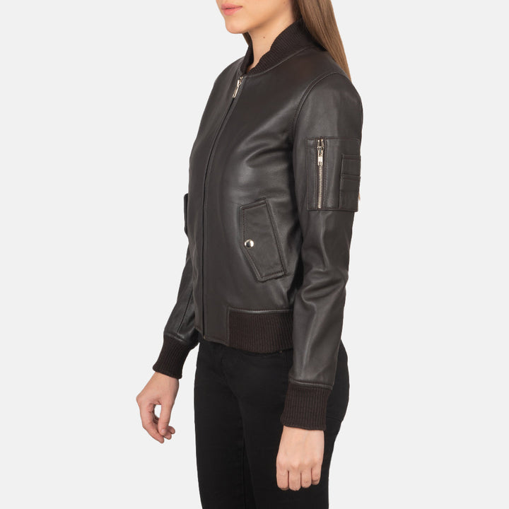Ava Ma-1 Brown Leather Bomber Jacket - Image 4