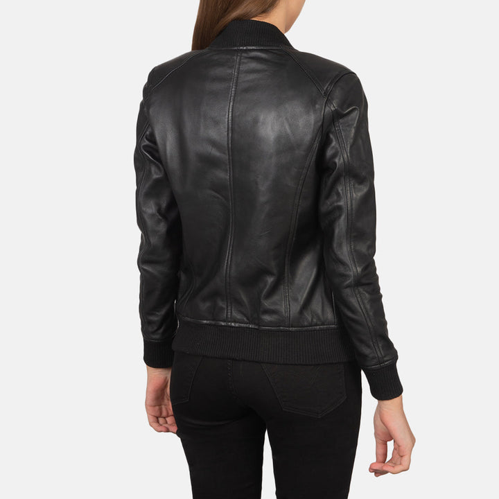 Bliss Black Leather Bomber Jackets - Image 5