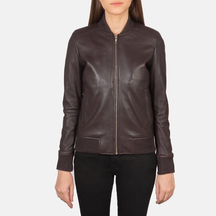 Bliss Maroon Leather Bomber Jackets