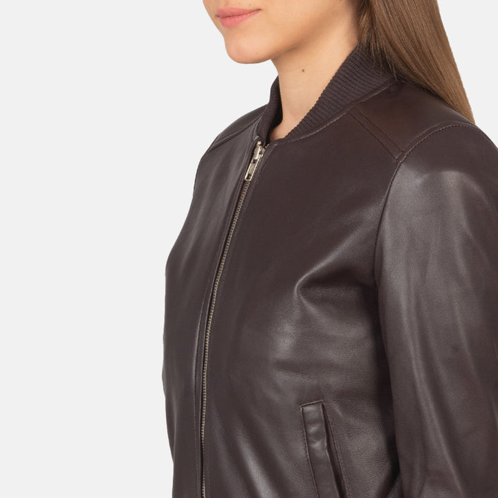 Bliss Maroon Leather Bomber Jackets - Image 4