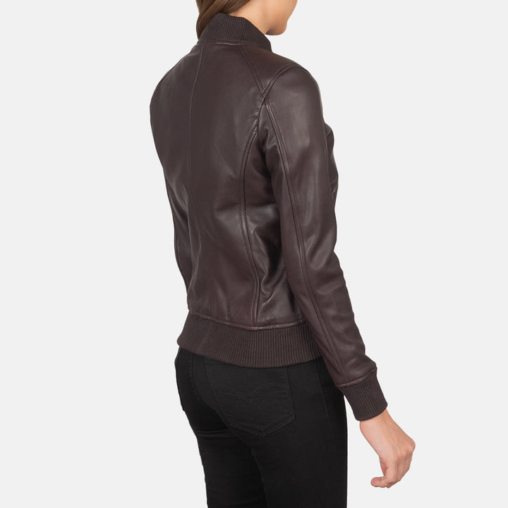 Bliss Maroon Leather Bomber Jackets - Image 6