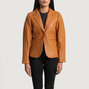 Cora Quilted Brown Leather Blazer