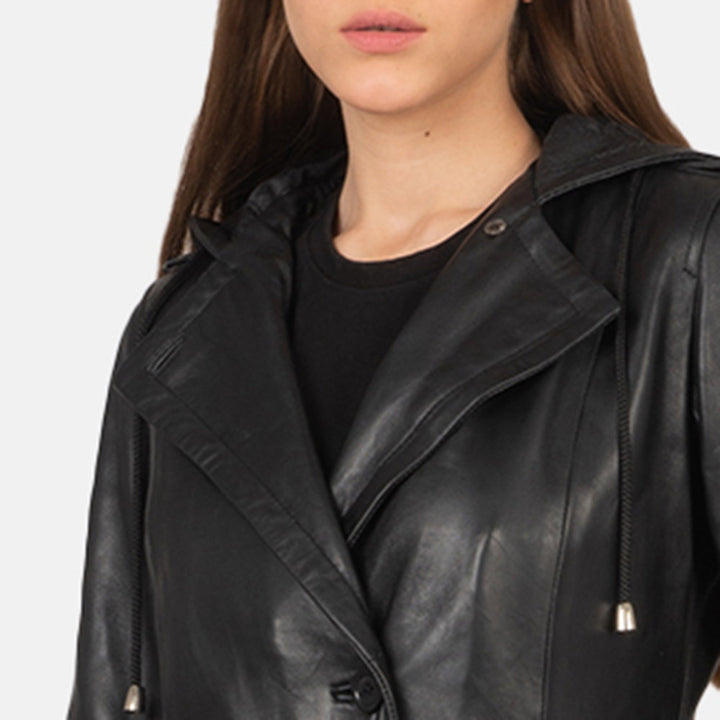 Fixon Hooded Black Trench Coat - Image 5