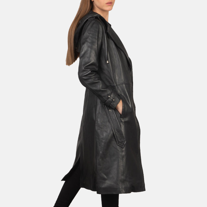 Fixon Hooded Black Trench Coat - Image 3