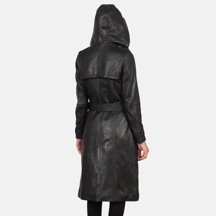 Fixon Hooded Black Trench Coat - Image 2