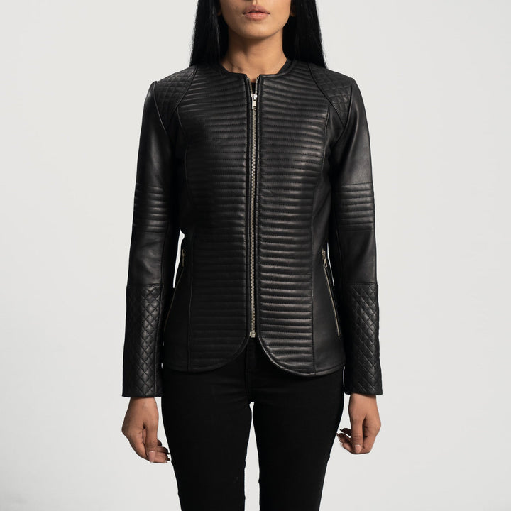 Nexi Quilted Black Leather Jacket - Image 3