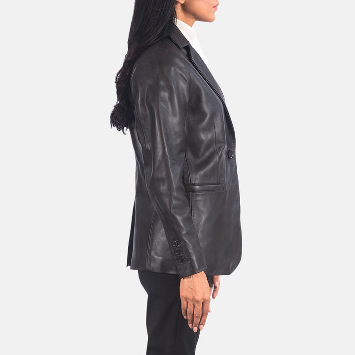 Norma Brown Leather Blazer - Image 2