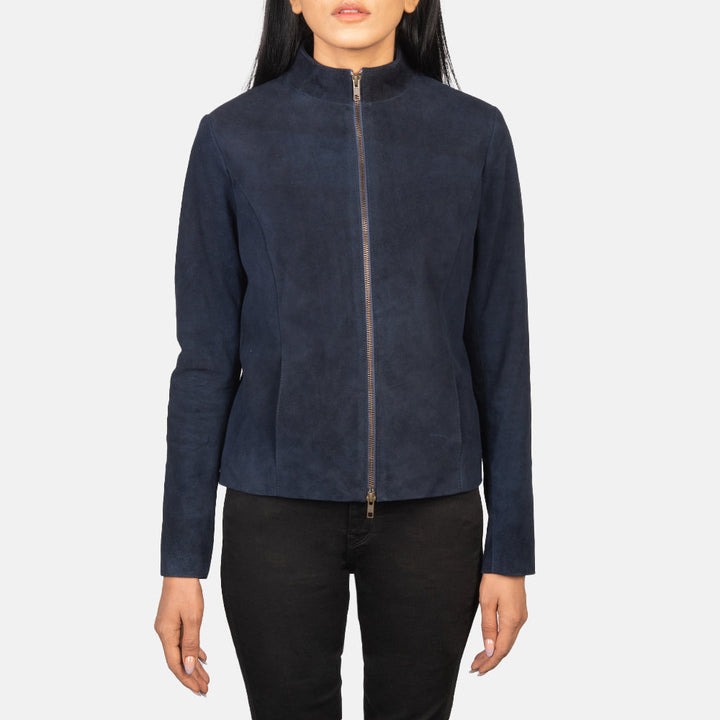 Rumella Blue Suede Biker Jackets - Image 2