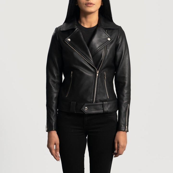 Rumy Black Leather Biker Jacket - Image 4