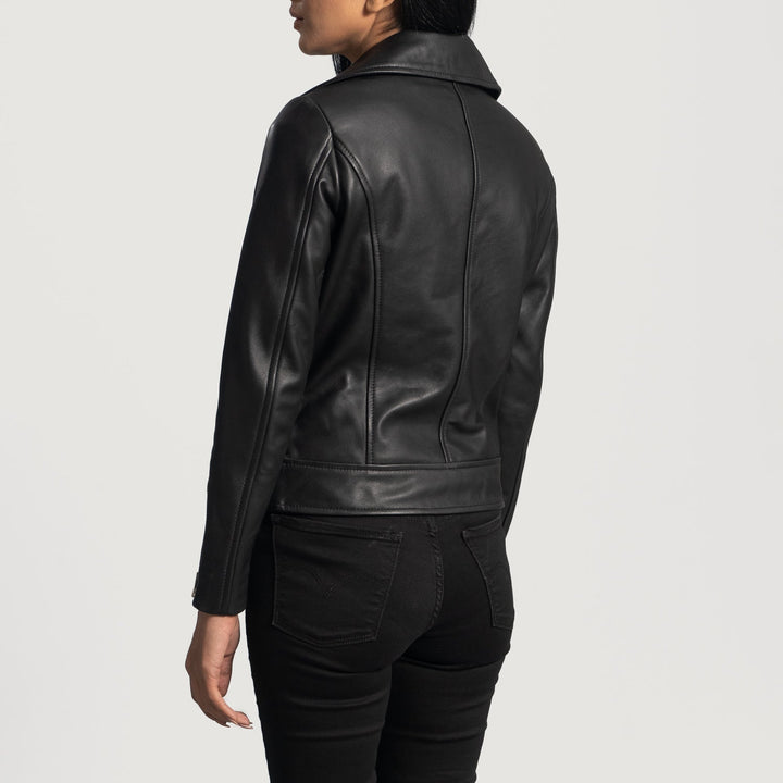Rumy Black Leather Biker Jacket - Image 3