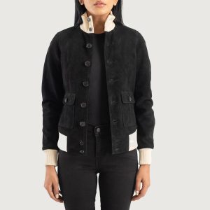 Sasha A1 Black Suede Bomber Jackets