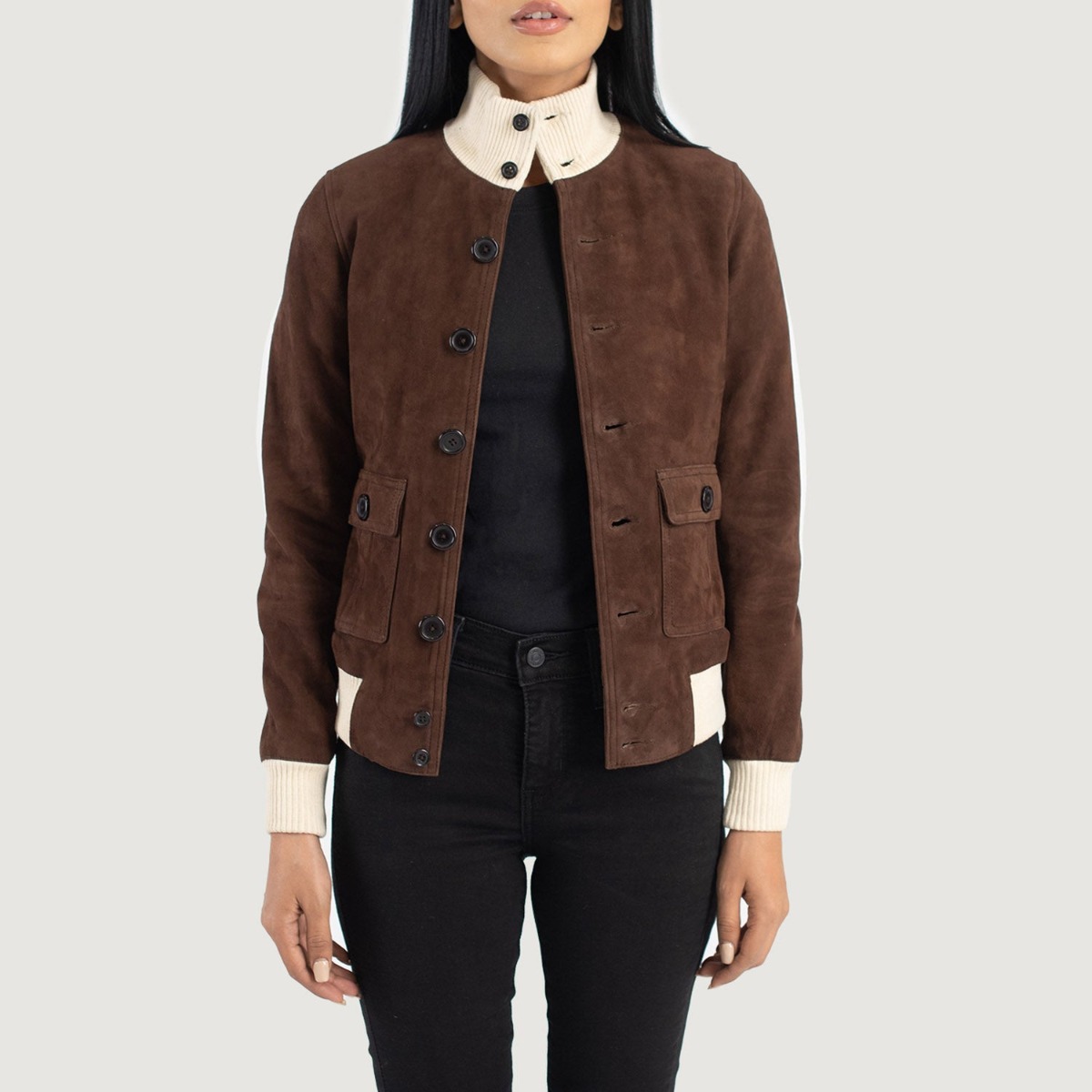 Sasha A1 Mocha Suede Bomber Jackets