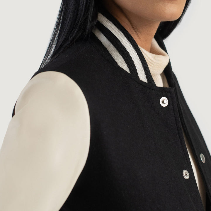 Savant Black & White Hybrid Varsity Jacket - Image 4