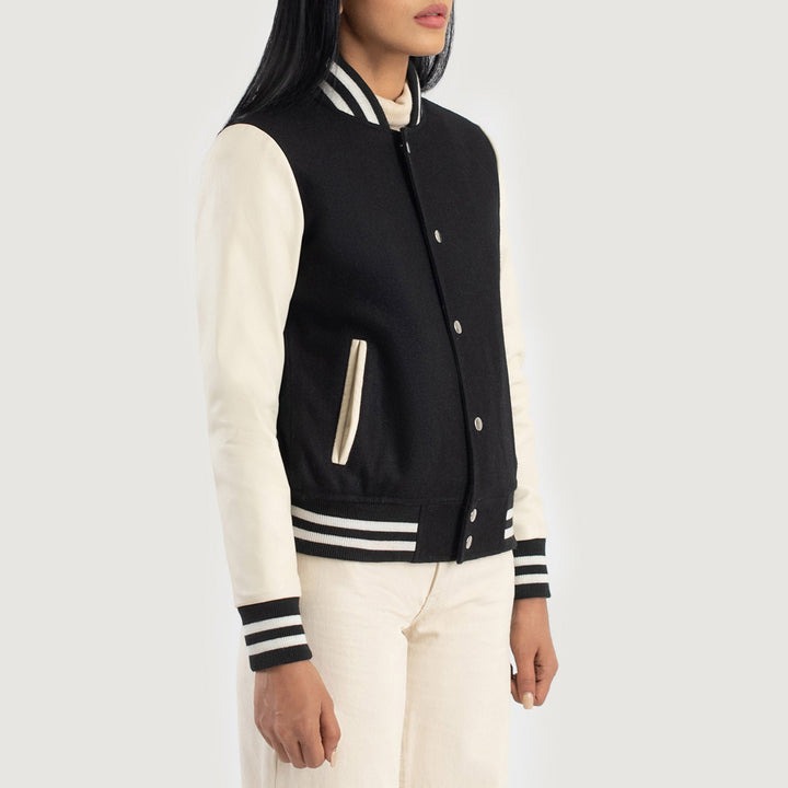 Savant Black & White Hybrid Varsity Jacket - Image 5