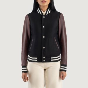 Savant Maroon & Brown Hybrid Varsity Jacket