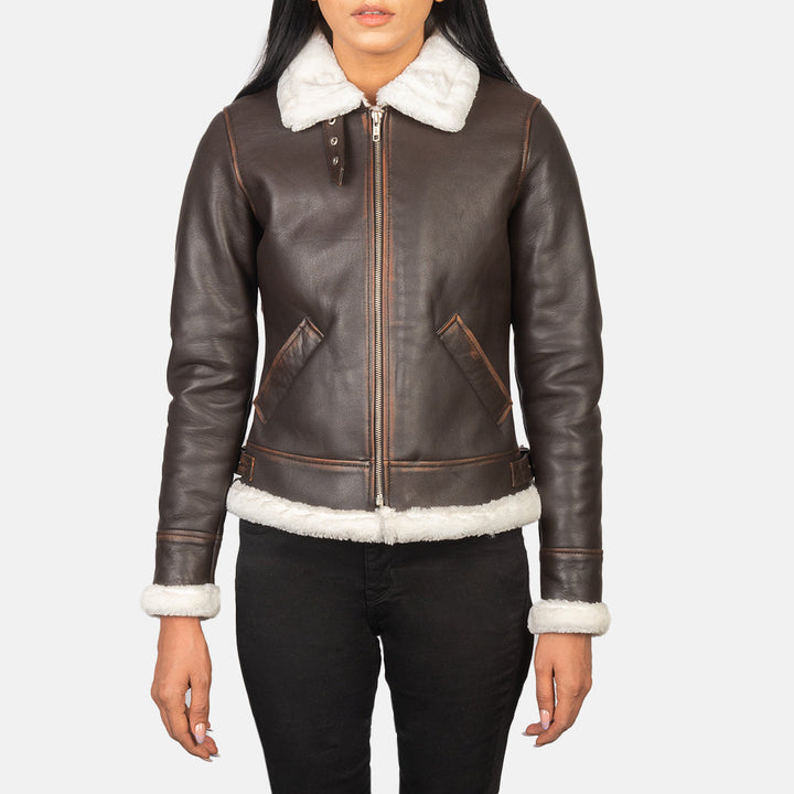 Sherilyn B-3 Brown Leather Bomber Jackets - Image 3