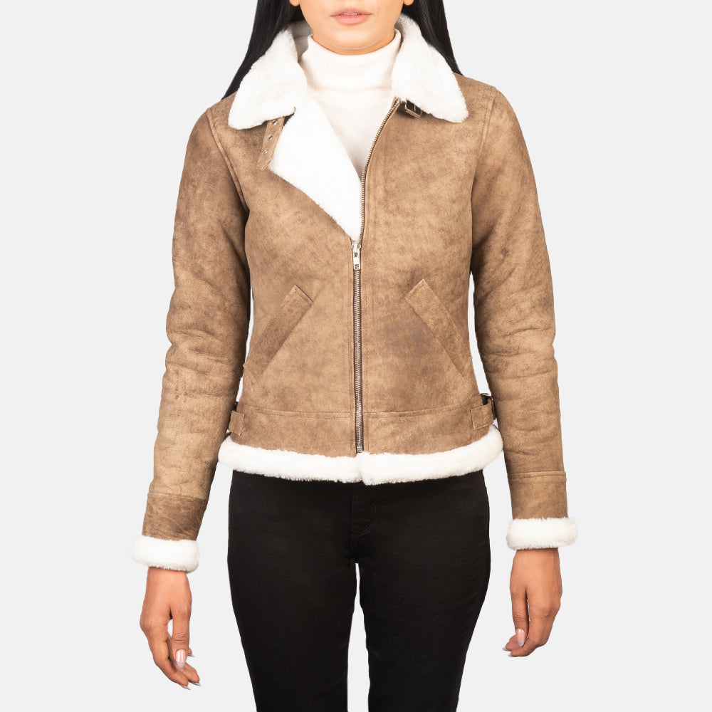 Sherilyn B-3 Distressed Brown Leather Bomber Jackets