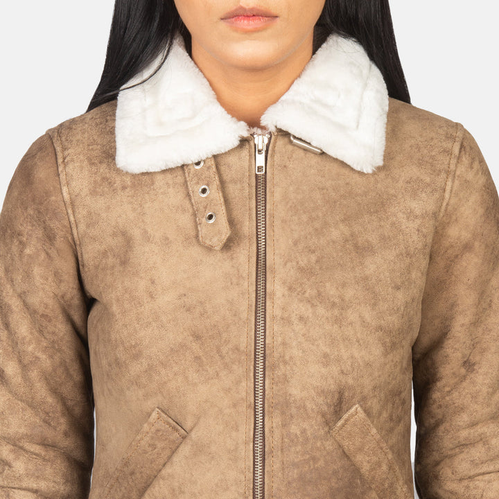 Sherilyn B-3 Distressed Brown Leather Bomber Jackets - Image 6