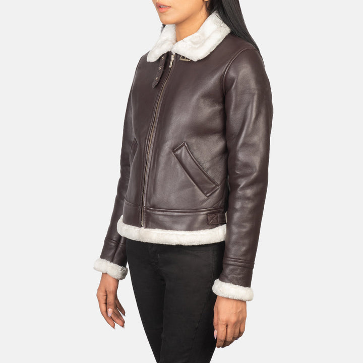 Sherilyn B-3 Maroon Leather Bomber Jackets - Image 3