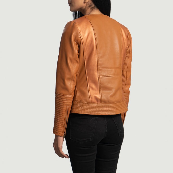 Sleeky Clean Tan Leather Biker Jackets