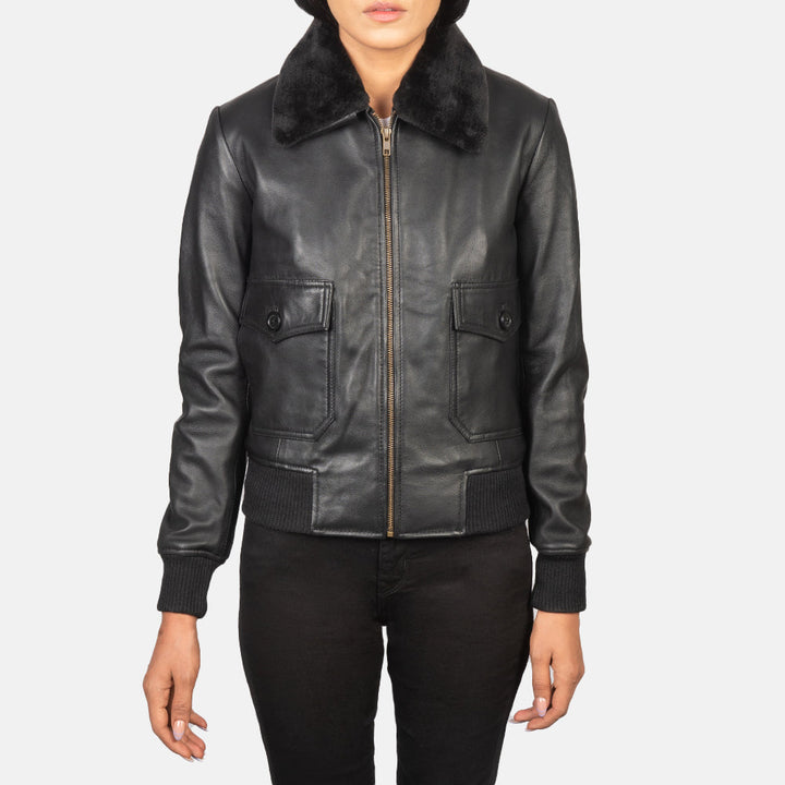 Stella G-1 Black Leather Bomber Jackets - Image 3