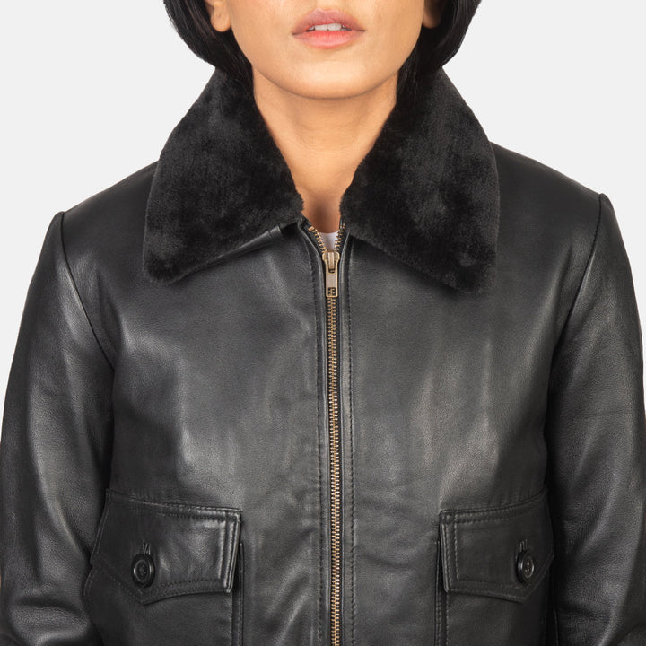 Stella G-1 Black Leather Bomber Jackets - Image 5