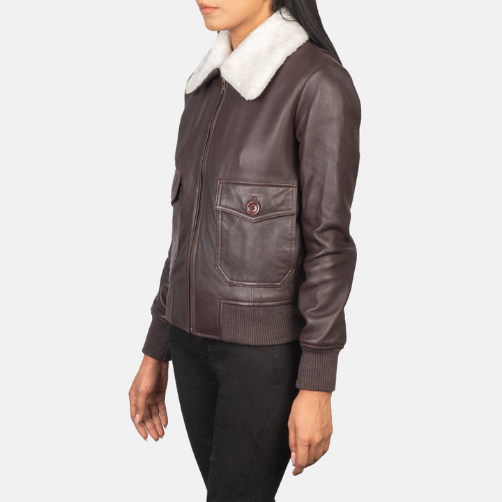 Stella G-1 Maroon Leather Bomber Jackets - Image 5