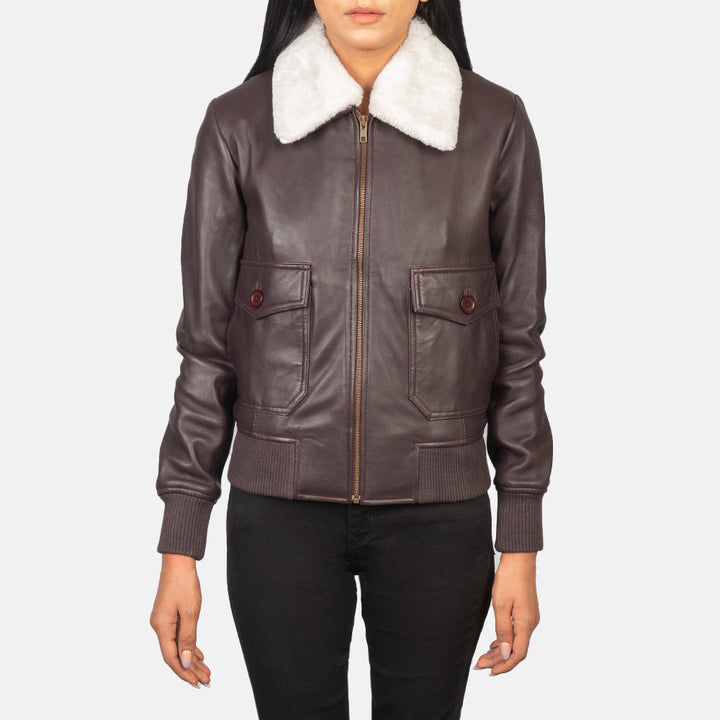 Stella G-1 Maroon Leather Bomber Jackets - Image 2