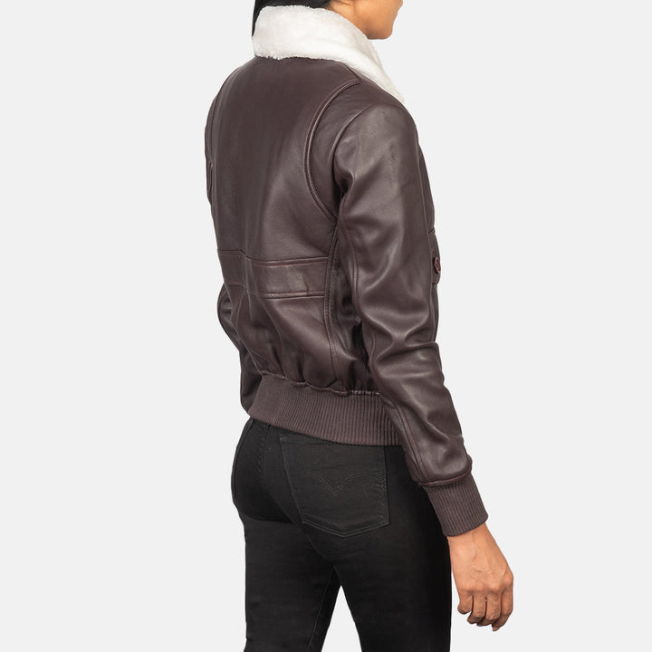 Stella G-1 Maroon Leather Bomber Jackets - Image 3