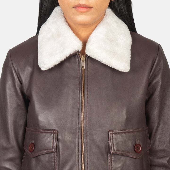 Stella G-1 Maroon Leather Bomber Jackets - Image 4