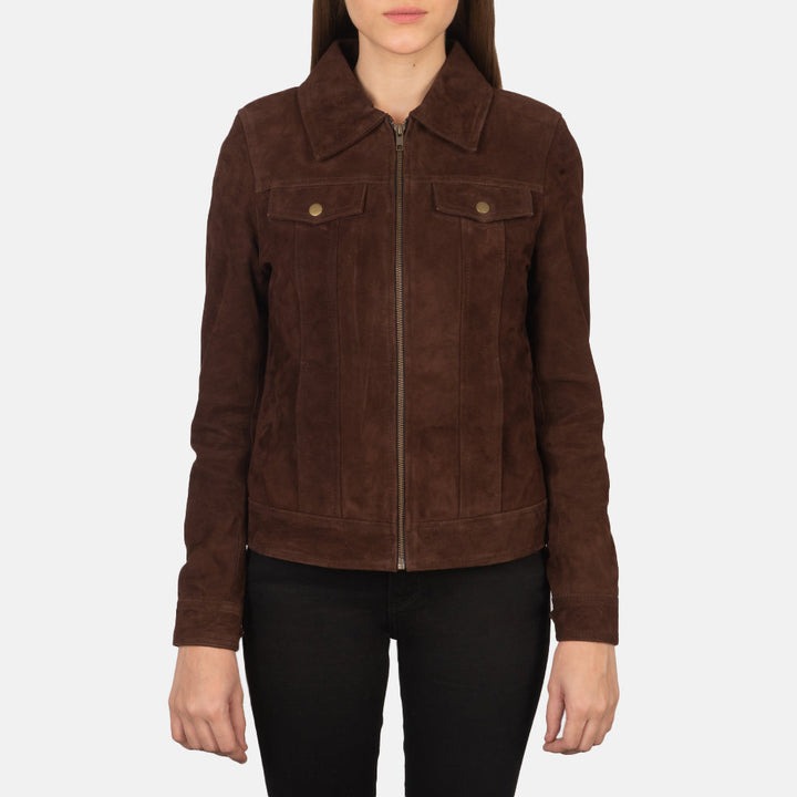 Suzy Mocha Suede Trucker Jackets - Image 3