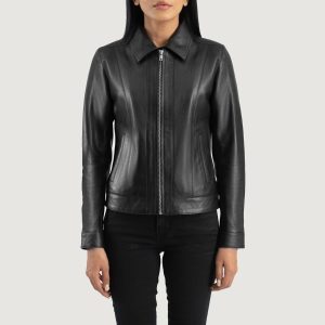 Vixen Black Classic Collar Leather Jackets