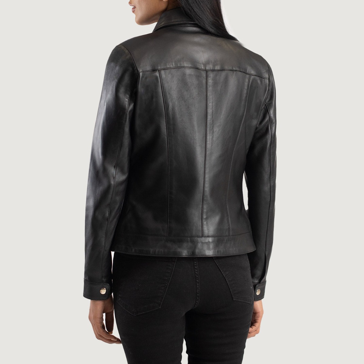 Vixen Black Classic Collar Leather Jackets - Image 3