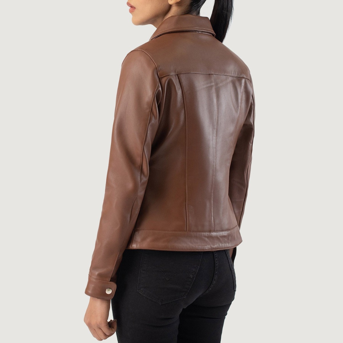 Vixen Brown Classic Collar Leather Jacket - Image 2