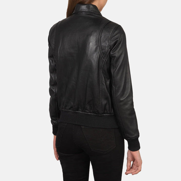 Westa A-2 Black Leather Bomber Jacket - Image 5