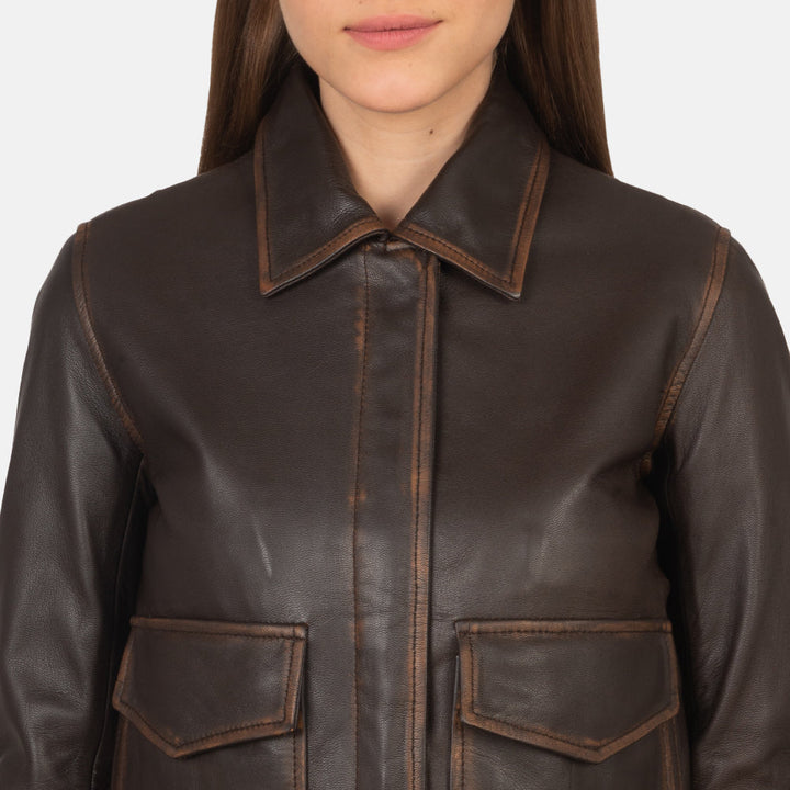 Westa A-2 Brown Leather Bomber Jacket - Image 3
