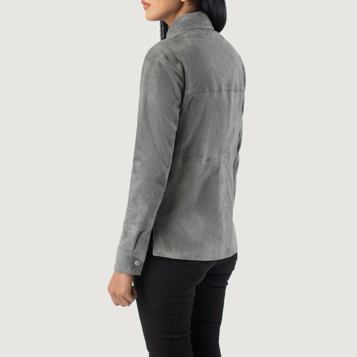 Zenith Grey Suede Leather Shirt Jacket - Image 2